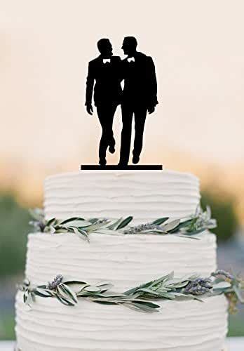 Gay Couple Silhouette Homosexual Wedding Cake Topper For