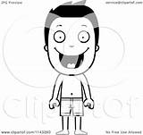 Boy Trunks Swim Summer Cartoon Coloring Clipart Wearing Happy Outlined Vector Thoman Cory Regarding Notes sketch template