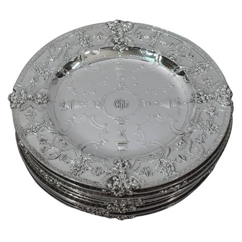 set   fabulous renaissance sterling silver plates  tiffany