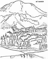 Coloring Pages Park Mountains Arbor National Mountain Mount Printable Mt Rainier Nature Sheets Smoky Trees Washington Glacier Adult Parks Tree sketch template
