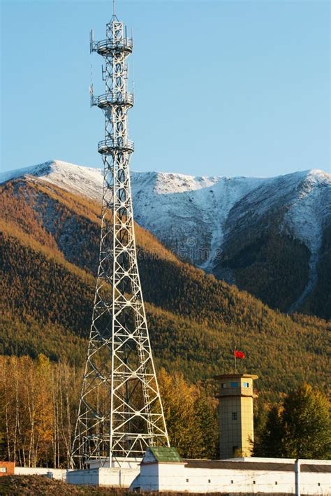 signal tower stock photo image  high countryside cell