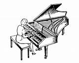 Piano Clipart Harpsichord Playing Drawing Clavichord Woman Outline Grand Upright Clipartmag Clipground Domain Public Line Publicdomainpictures sketch template