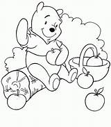 Pooh Winnie Pintar Ursinho Pintarcolorear Colhendo Outono Maçãs Poo Tudodesenhos Coloringhome sketch template