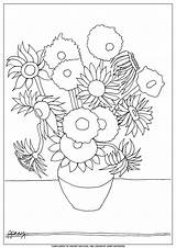 Sunflower Template Drawing Gogh Van Sunflowers Coloring Pages Getdrawings sketch template
