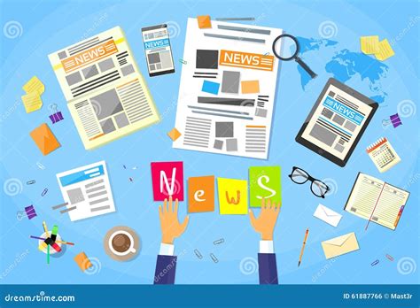 news editor desk workspace concept making stock vector image