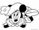 Minnie Coloring Mouse Pages Down Disneyclips Young Lying sketch template