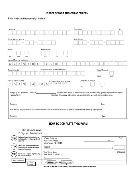 direct deposit authorization form templates  allbusinesstemplatescom