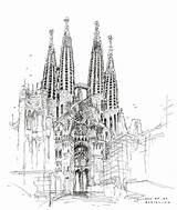 Sagrada Gaudi Croquis Drawing Sketches Sagrado Barcelone Ciudades Arquitectura sketch template
