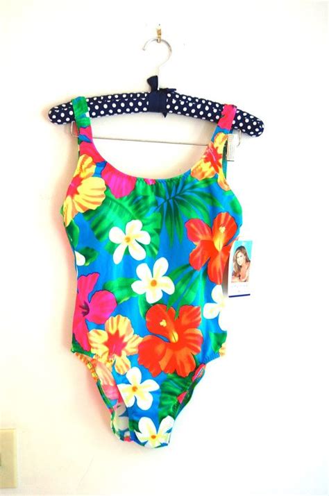 Deadstock 80s Kathy Ireland Neon Swimsuit Nwt Size 11 12