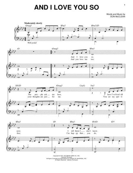 Download And I Love You So Sheet Music By Perry Como Sheet Music Plus