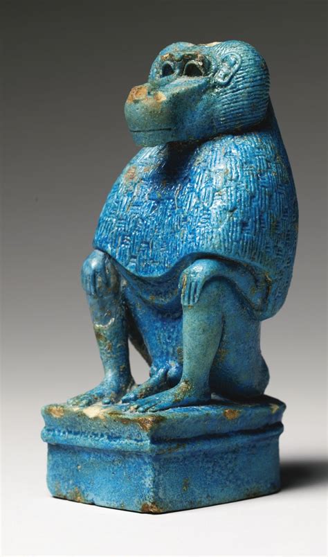 Turquoise Faience Figure Of A Baboon Late 18th 20th