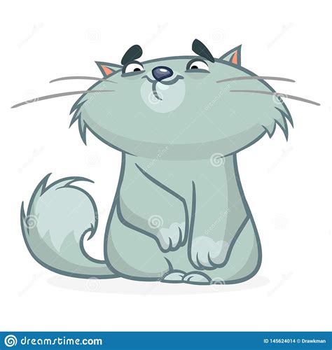 Cartoon Funny Fat Cat Illustration Isoalted Stock Vector