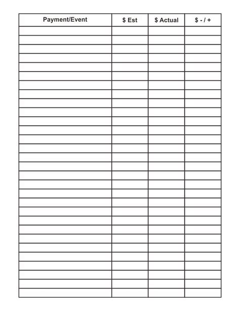 column chart printable