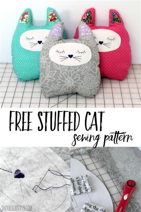 stuffed cat sewing pattern  tutorial swoodson