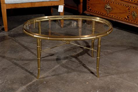 Oval Brass Glass Top Cocktail Or Coffee Table At 1stdibs