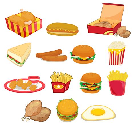 junk food vector art icons  graphics