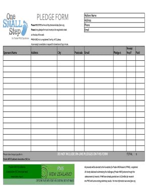 editable pledge form template  fillable printable  forms