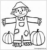 Pages Fall Pumpkins Scarecrow Coloring Color sketch template