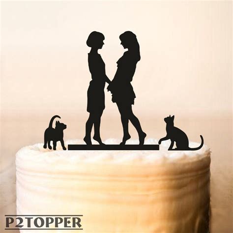 Lesbian With Cat Wedding Cake Toppersame Sex Wedding Cake Etsy