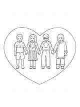 Holding Hands Children Coloring Pages Kids Heart Getcolorings Color Getdrawings Printable sketch template