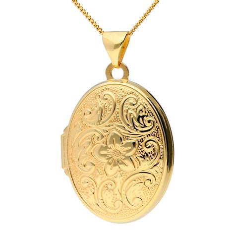 ct yellow gold flower oval locket buy   insured uk delivery