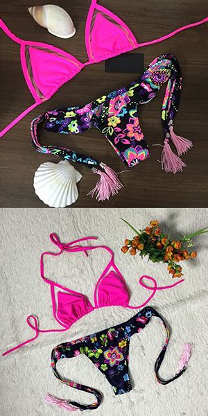 Sexy Gauze Floral Print Halter Bikini Set