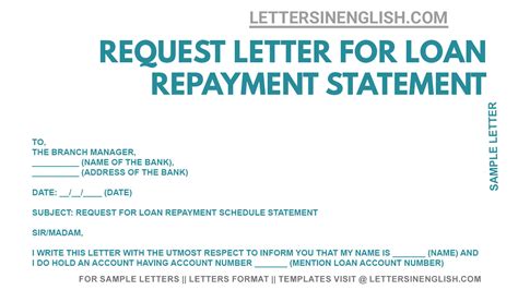 request letter  loan repayment schedule statement sample letter