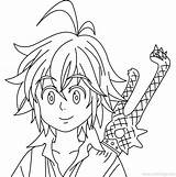 Meliodas Sins Dibujar Facil Pecados Capitales Siete Sonriendo Linear Nanatsu Cute Xcolorings Ausmalbilder Px sketch template