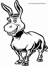 Coloring Pages Shrek Cartoon Donkey Color Character Printable Kids Sheets Smiling Funny Sheet Back sketch template