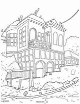 Coloring Pages House Adults Adult Cityscape Printable Street Colouring Houses Tree Getcolorings Corner Printables Getdrawings Choose Board Kids Comments sketch template