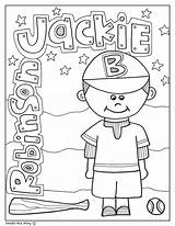 Robinson Jackie Coloring Pages Printable History Month Classroom Doodles Color Sheet Getcolorings Sheets Colo Print sketch template