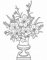 Coloring Vase Flowers Popular Printable sketch template