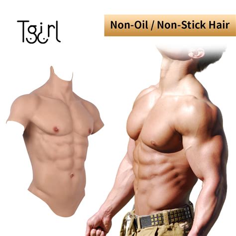 Tgirl Fake Muscle Costume Men Chests Silicone Breasts Macho Fake 6 Abs
