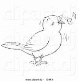 Bird Singing Drawing Birds Cartoon Sketch Coloring Visit sketch template