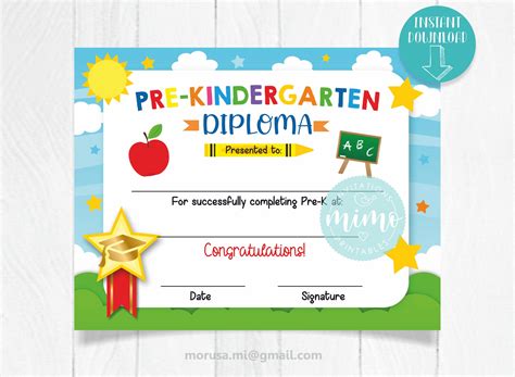 pre  graduation diploma printable fill  hand instant etsy