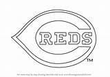 Reds Cincinnati Logo Drawing Step Draw Mlb Drawingtutorials101 sketch template