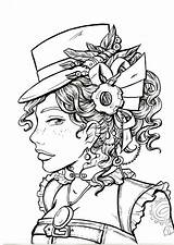 Coloring Pages Steampunk Adult Colouring Adults Printable Book People Line Color Print Drawing Books Drawings Colorful sketch template