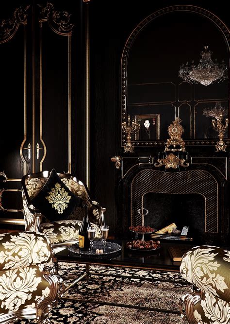 black  gold  behance gold interior luxury interior interior  exterior black rooms