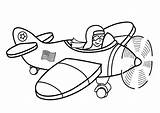 Coloring Pages Airplane Cartoon Pilot Kids Drawing Print Transportation Aeroplane Kid Procoloring sketch template