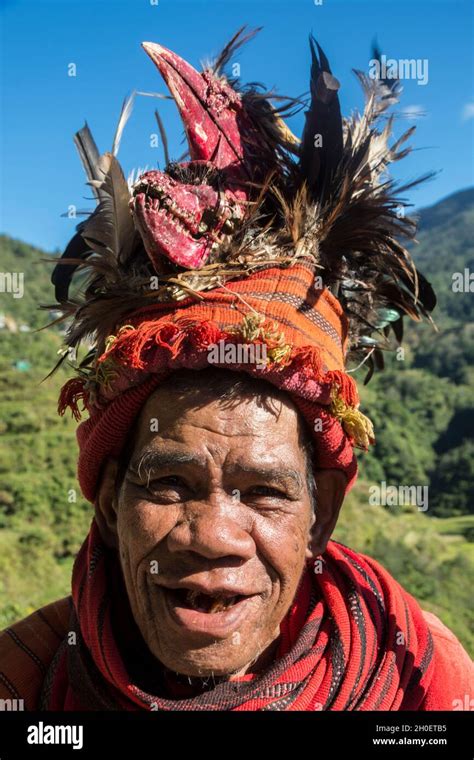 Senior Ifugao Man In Traditional Costume Banaue Rice Terraces In The