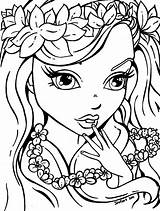 Girl Pages Coloring Pretty Getcolorings Flowers sketch template