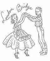 Embroidery Square Dance Vintage Dancing Hillbilly Somewhat Dancers Set Small sketch template