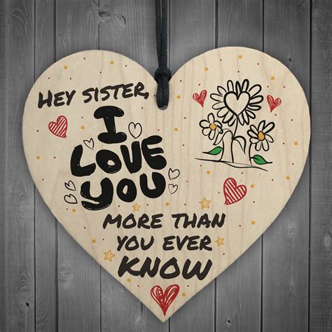 sister  love  big  sis wooden heart plaque love sign