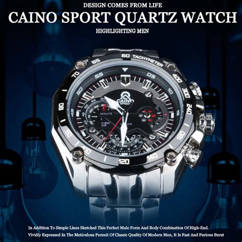 caino luxury brand watches men stainless steel business casual sport