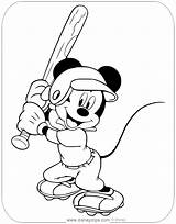 Mickey Baseball Mouse Coloring Pages Bat Disneyclips Holding sketch template