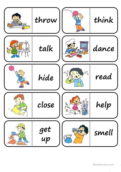 click print document action words kids english english language