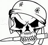 Skull Draw Drawing Skulls Bullet Coloring Fire Drawings Army Military Pages Holes Tattoo Step Hole Cool Easy Designs Punisher Getdrawings sketch template