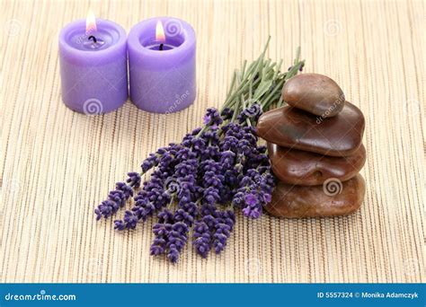 lavender spa stock photo image  stack balance stone