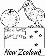 Zealand Kiwi Coloring Flag Pages Printable sketch template