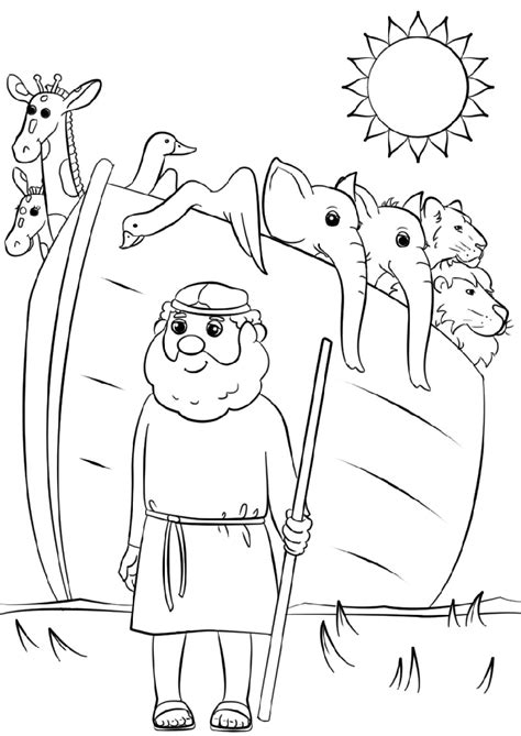 noahs ark coloring page cartoon  worksheets images   finder